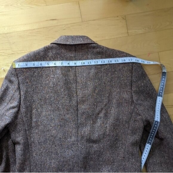 VINTAGE Jordache Herringbone micro check wool silk blazer jacket coat Small - Picture 5 of 11